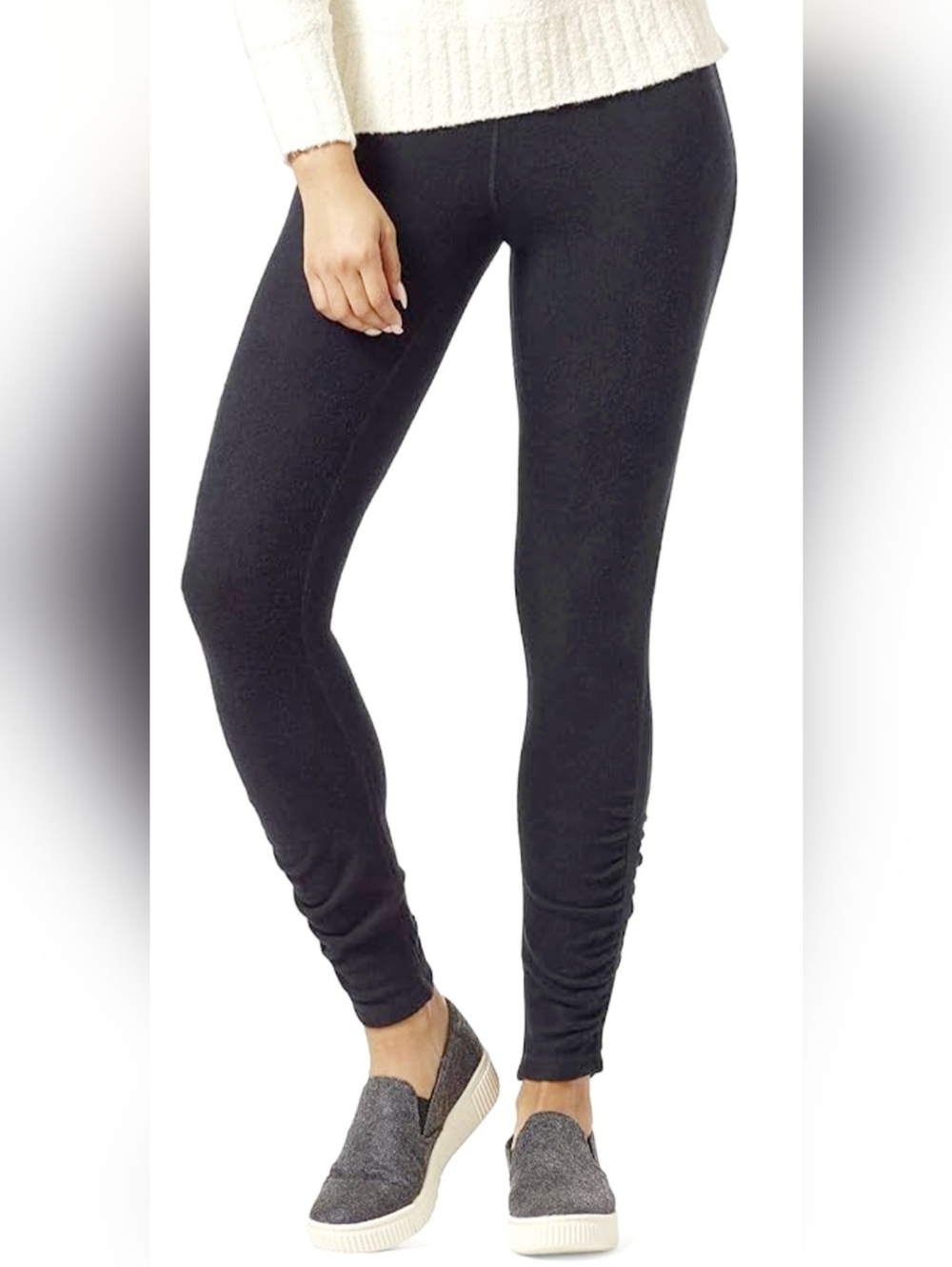 Kenneth Cole Reaction Stretch Rayon Black Ruched Ankle Leggings High Waist XL